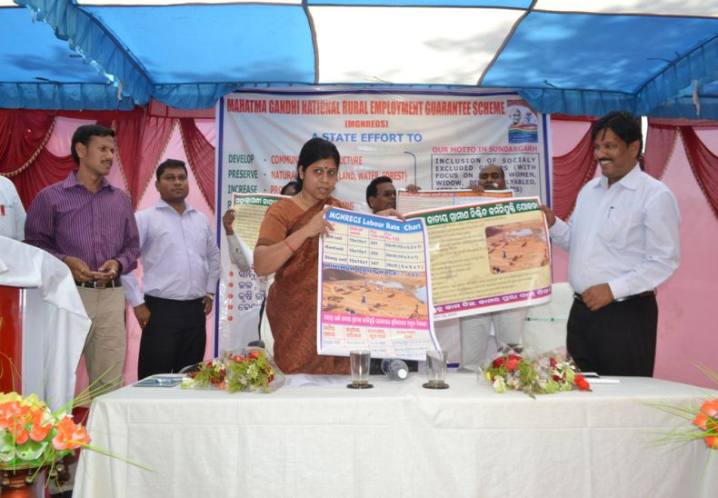 Collector and PD, DRDA, Sundargarh inaugurating IEC materials to address exclusion and discrimination issues in MGNREGS and FRA